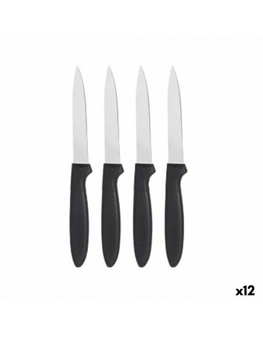 Knife Set Black Silver Stainless...