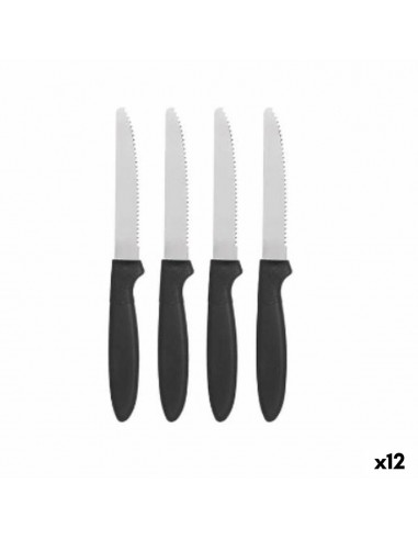 Knife Set Black Silver Stainless...