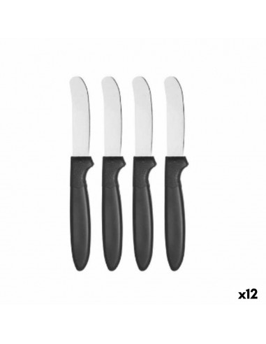 Knife Set Black Silver Stainless...