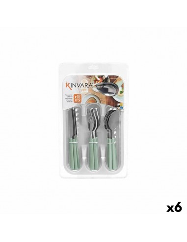 Cutlery Set Green Silver Stainless...