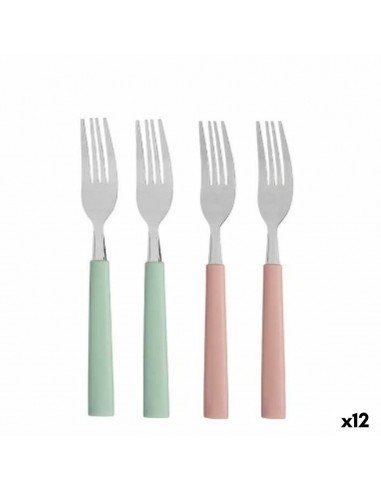 Fork Set Green Pink Silver Stainless...