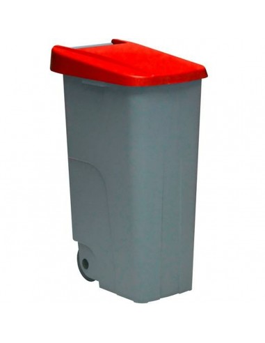 Dustbin with Wheels Denox Grey Red 110 L