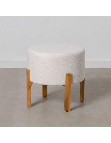 Pouffe Synthetic Fabric Beige Wood 46...