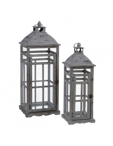 Farol 28 x 28 x 75 cm Portavelas Gris...