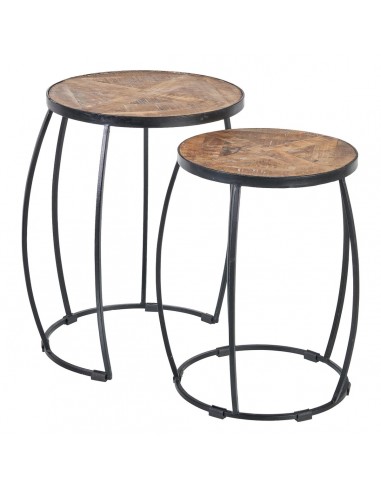 Side table 48 x 48 x 67 cm Natural Black