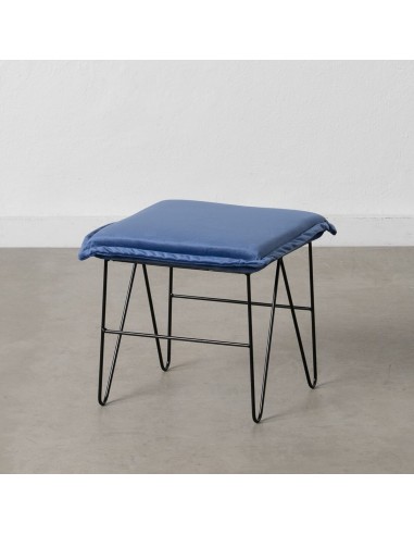 Pouffe Synthetic Fabric Blue Metal 40...