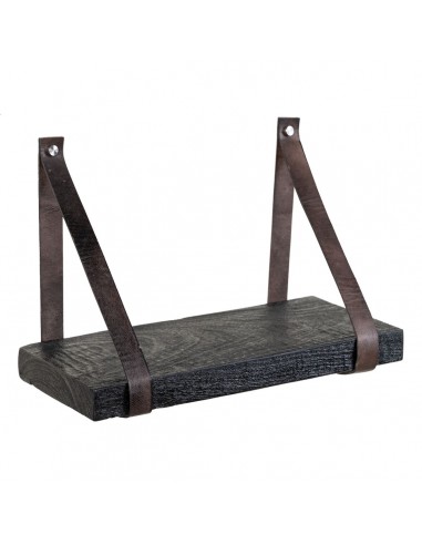 Planken 40 x 18 x 28 cm Zwart Hout Leer