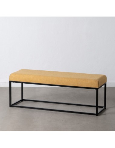 Bench Synthetic Fabric Metal Mustard...