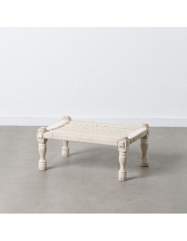 Bench 67 x 46 x 27 cm Wood Rope White