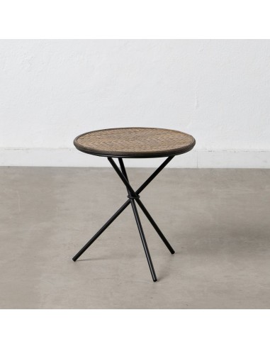 Side table Natural Black Metal Bamboo...