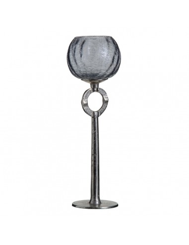 Bougeoir Verre Gris Métal 13 x 13 x...