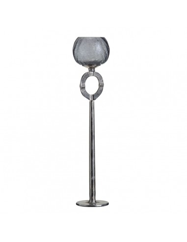 Bougeoir 13 x 13 x 56 cm Verre Gris...