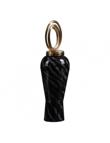 Vase Crystal Black Golden Metal 15 x...