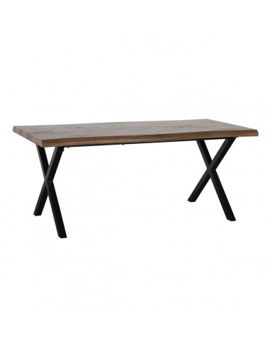 Dining Table Black Metal Brown 180 x...