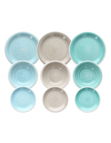 Tableware 18 Pieces Blue Green 1 cm...