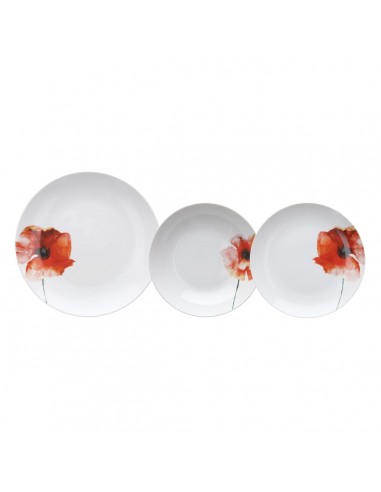 Tableware 18 Pieces Porcelain 1 cm Poppy