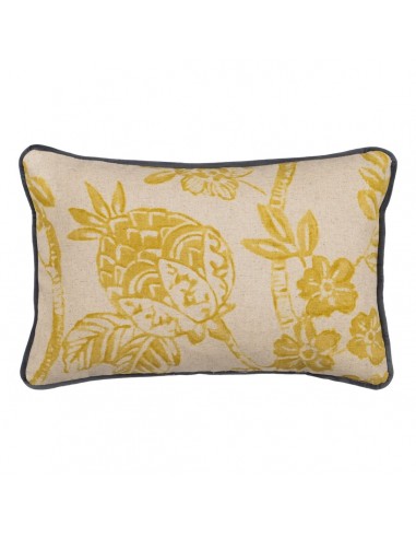 Coussin Beige Ocre Fleurs 45 x 30 cm