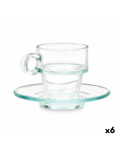 Cup with Plate Transparent Glass 90...