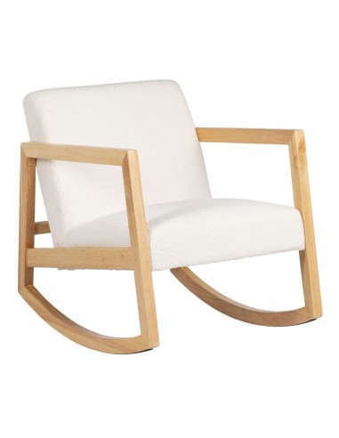 Fauteuil à Bascule Blanc Naturel Bois...