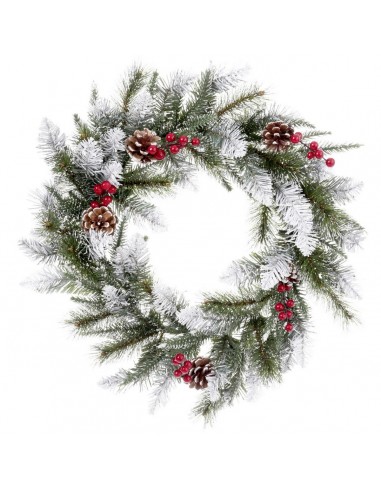 Couronne de Noël Blanc Rouge Vert PVC...