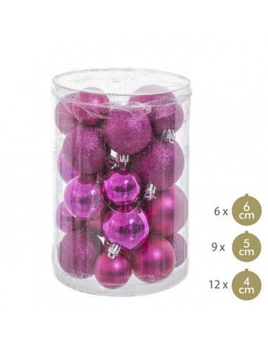 Boules de Noël Fuchsia Plastique...