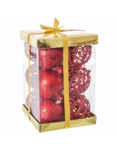 Christmas Baubles Red Plastic 6 x 6 x...