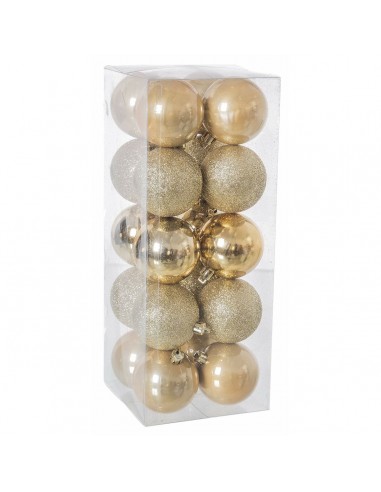 Christmas Baubles Golden Plastic 6 x...