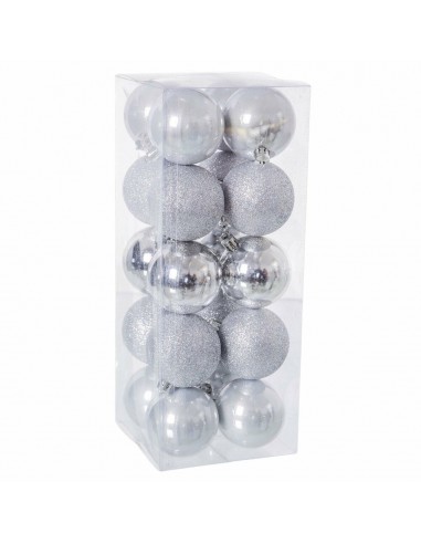 Christmas Baubles Silver Plastic 6 x...