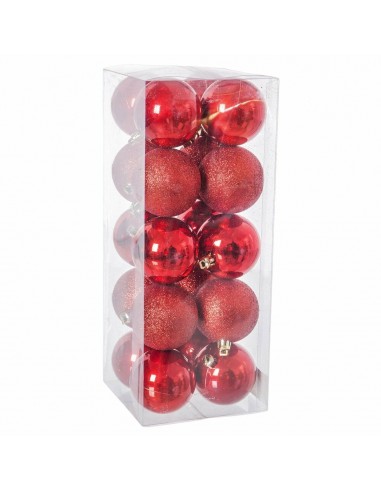 Palle di Natale Rosso Plastica 6 x 6...