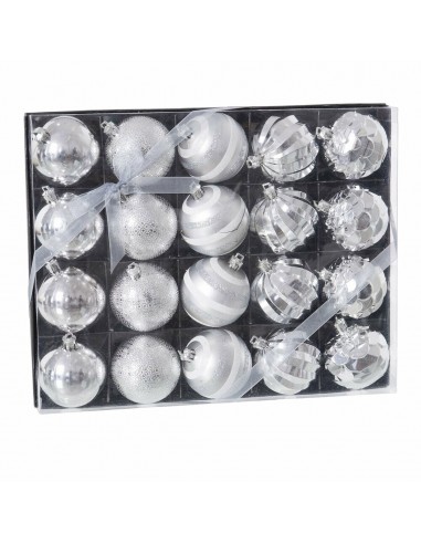 Kerstballen Zilverkleurig Plastic 6 x...