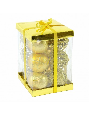 Christmas Baubles Golden Plastic 6 x...