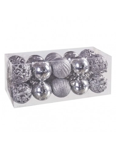 Christmas Baubles Silver Plastic 5 x...