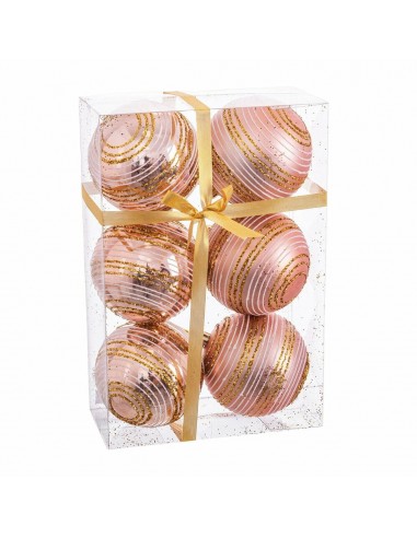 Boules de Noël Rose Plastique Spirale...