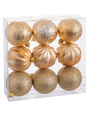 Christmas Baubles Gold Golden Plastic...