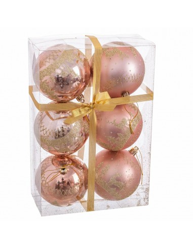 Boules de Noël Rose Plastique Cerf 8...