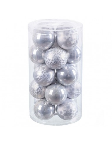 Christmas Baubles Silver Plastic 6 x...