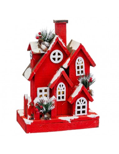 Kerstversiering Rood Hout Huis 24 x...