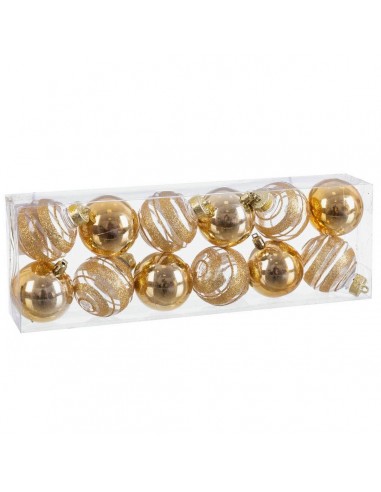 Christmas Baubles Golden Plastic 6 x...