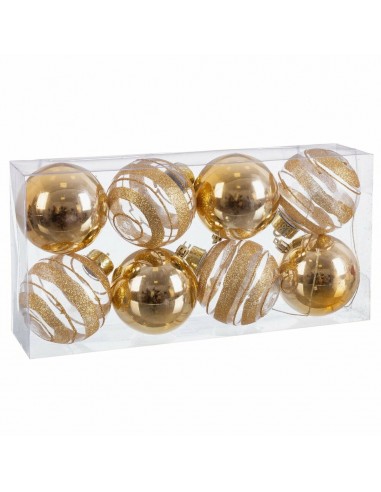 Christmas Baubles Golden Plastic 8 x...