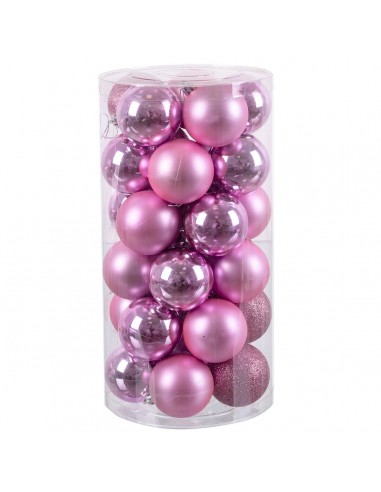 Christmas Baubles Pink Plastic 6 x 6...