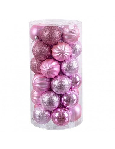 Christmas Baubles Pink Plastic 6 x 6...