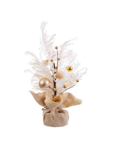 Kerstversiering Wit Gouden Plastic 45 cm