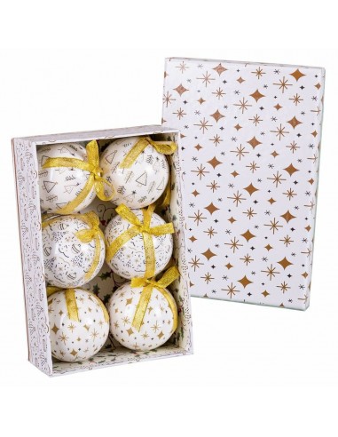 Boules de Noël Blanc Doré Papier...