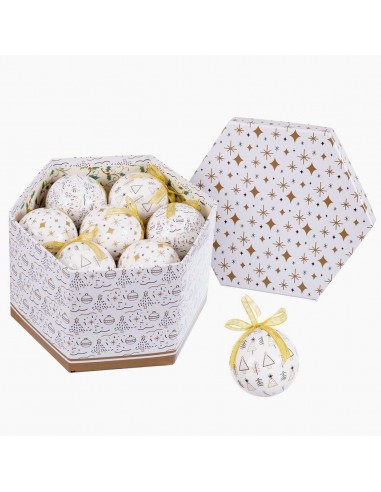 Christmas Baubles White Golden Paper...