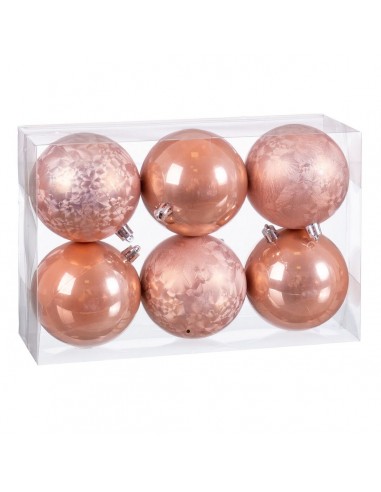 Christmas Baubles Beige Plastic 8 x 8...