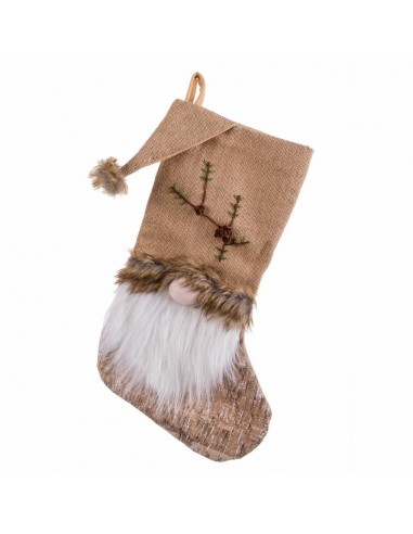 Chaussette de Noël Beige Tissu Père...