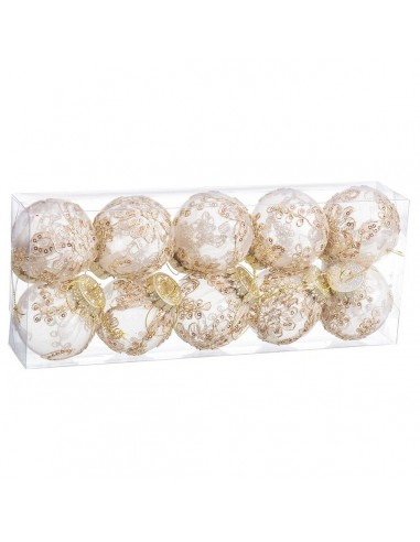 Kerstballen Champagne Plastic Weefsel...