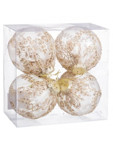 Kerstballen Champagne Plastic Weefsel...