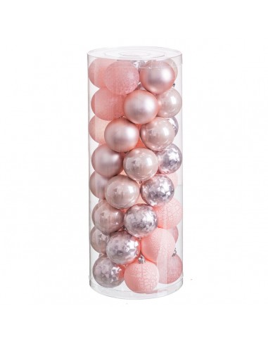 Christmas Baubles Pink Plastic 6 x 6...