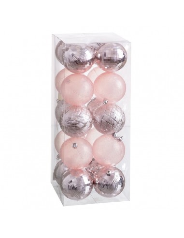 Kerstballen Roze 8 x 8 x 8 cm (20 Stuks)